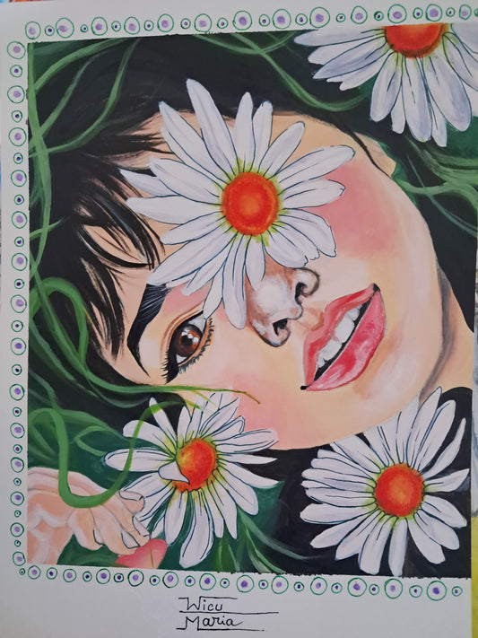 Girl and daisies